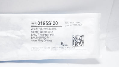 Bard 0165SI20 Bardex I.C. Aniti-Infective Foley Cath. 20Ch/Fr x 5cc/mL
